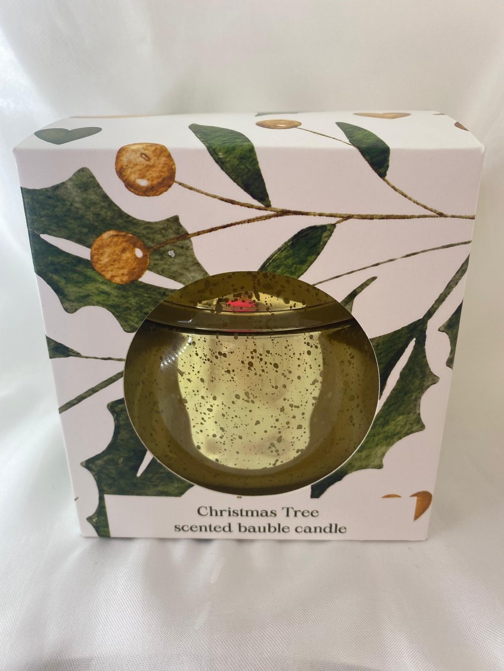 Christmas gold bauble candle gift box